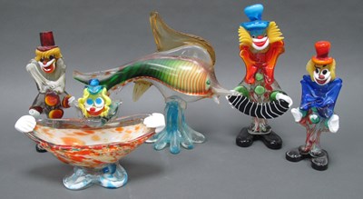 Lot 1163 - Venetian Glass Company Clown Posy 23cm wide,...