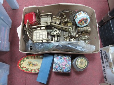 Lot 1066 - Horse Brasses, figure of a miner, model chairs,...