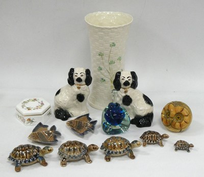 Lot 1168 - Belleek Waisted Vase 25cm tall (boxed), pair...