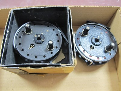 Lot 805 - Two J W Young Trudex Centrepin Reels, 4"...