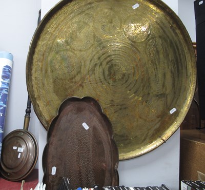 Lot 1041 - XIX Copper Warming Pan, Arts & Crafts copper...