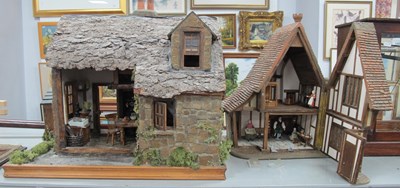Lot 1428 - Model Stoneware Cottage with Timber Roof, on...
