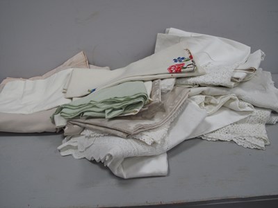 Lot 1007 - Vintage Linen Tablecloths, doilies, etc:- One...