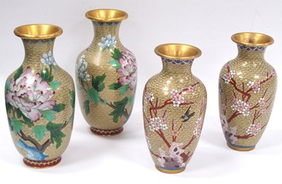 Lot 1333 - Oriental - two pairs of cloisonne vases of...