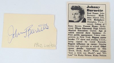 Lot 1324 - Johnny Burnette Autograph, blue pen signed...