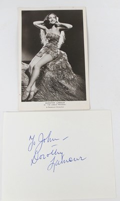 Lot 1323 - Dorothy Lamour Autograph, blue pen signed...