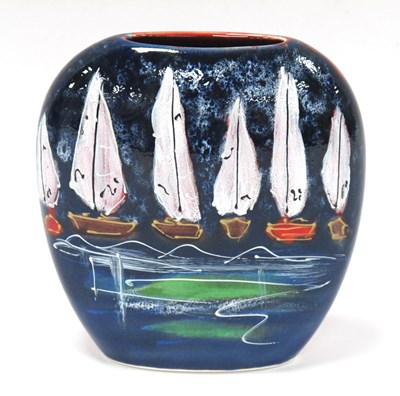 Lot 1289 - Anita Harris 'Yatcht' Purse Vase 12.5cm high,...