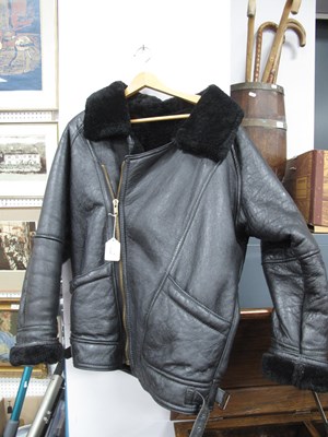 Lot 1140 - Gents Black Sheepskin Flying Style Jacket,...