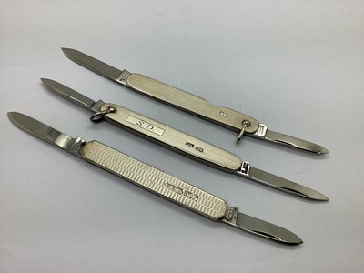 Lot 375 - Three Folding Pocket Knives with Hallmarked...