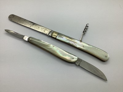 Lot 427 - Antique Single Blade Folding Knife, brass...
