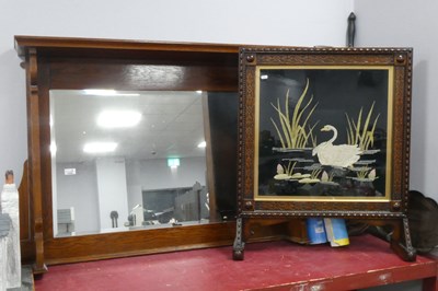 Lot 1038 - An Early XX Century Oak Overmantle Mirror,...