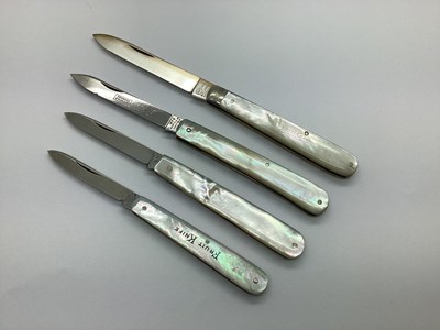 Lot 417 - Single Blade Folding Fruit Knife, brass lined...