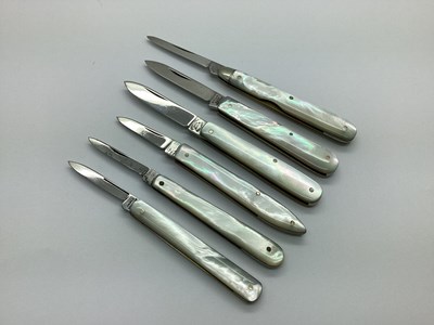 Lot 389 - Six Assorted Pen / Quill Knives, with brass...
