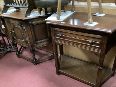 Lot 1528 - Oak Hall Table, with an arched panelled door,...