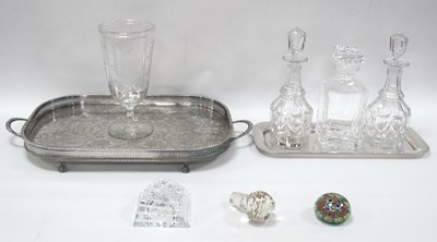 Lot 1257 - Sheffield made silver plated tray on claw feet,...
