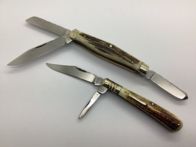 Lot 517 - Ibberson Three Blade Folding Knife, brass...