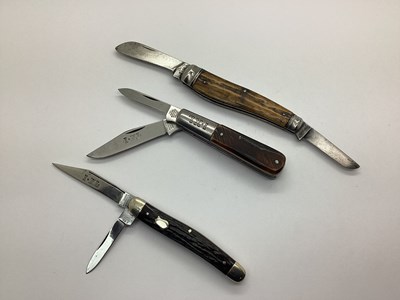 Lot 496 - W Saynor Two Blade Folding Knife, horn scales,...