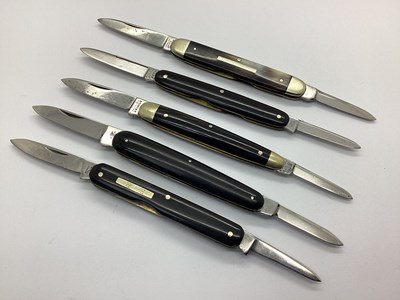 Lot 497 - Two Blade Folding Pocket Knives, brass lined...