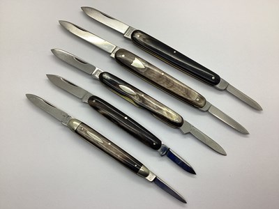 Lot 1320 - Two Blade Folding Pocket Knives, brass lined...