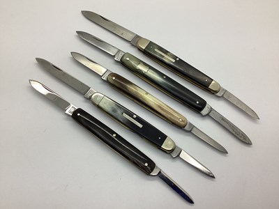 Lot 504 - Two Blade Folding Pocket Knives, brass lined...