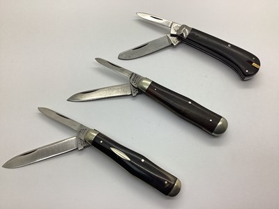 Lot 529 - Ellis & Sons Two Blade Folding Knife, brass...