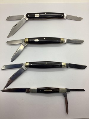 Lot 1322 - Three Blade Folding Pocket Knives, brass lined...