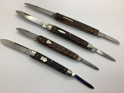 Lot 519 - Multi Blade Folding Pocket Knives, stag scales,...