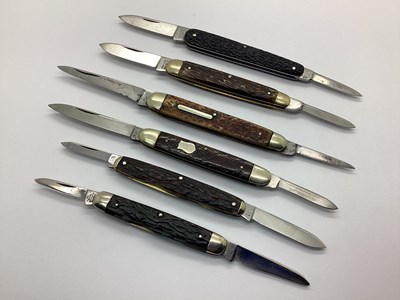 Lot 498 - Multi Blade Folding Pocket Knives, stag scales,...