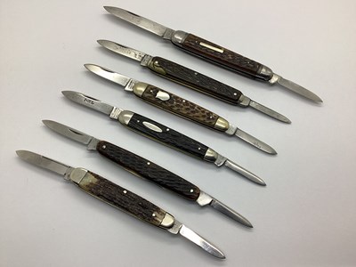 Lot 533 - Multi Blade Folding Pocket Knives, stag scales,...