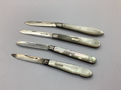 Lot 437 - Hallmarked Silver and Mother of Pearl Folding...