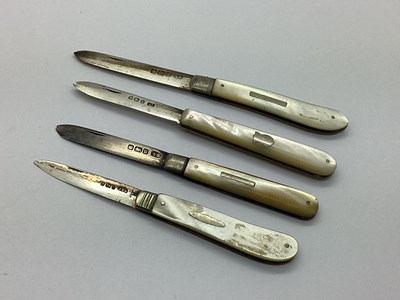 Lot 435 - Hallmarked Silver and Mother of Pearl Folding...