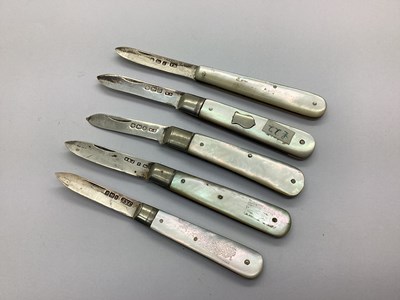 Lot 442 - Hallmarked Silver and Mother of Pearl Folding...