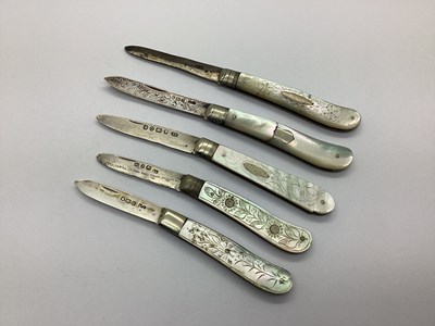 Lot 434 - Hallmarked Silver and Mother of Pearl Folding...