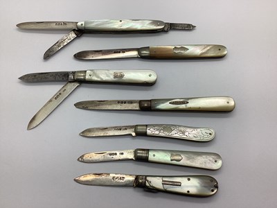 Lot 449 - Hallmarked Silver and Mother of Pearl Folding...