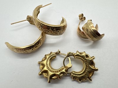 Lot 133 - A Pair of Small Fancy Creole Hoop Earrings,...