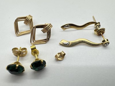 Lot 134 - A Pair of Panel Style Drop Earrings, of wave...