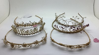 Lot 9 - Ex Bridal Boutique Gilt Metal Tiaras, (6)