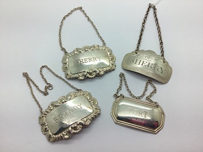 Lot 27 - Four Hallmarked Silver Decanter Labels, to...