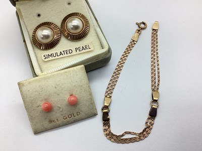 Lot 137 - A Fancy Flat Link Bracelet, of three row...