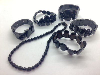 Lot 176 - A Collection of Jet Coloured Jewellery, to...