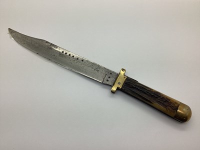 Lot 582 - Folding Bowie Knife, stamped stars mark,...