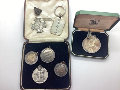 Lot 252 - A Feature Hallmarked Silver Keyring, together...