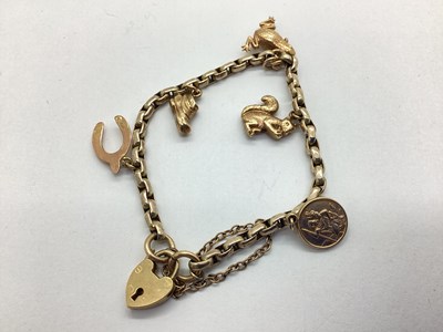 Lot 102 - A Box Link Childrens Charm Bracelet,...