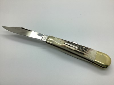 Lot 561 - Lock Knife, stag scales, decorative workback,...