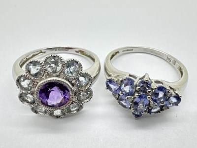 Lot 77 - A Modern 9ct White Gold Stone Set Cluster Ring,...