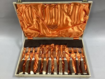 Lot 197 - Banquet; A Set of Six Stag Handled Steak...