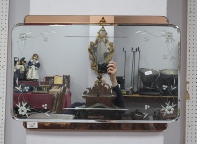 Lot 1491 - Art Deco Floral Wall Mirror of Rectangular...