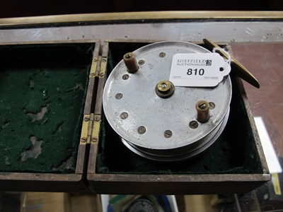 Lot 810 - Centrepin Reel, makers mark on the back plate...