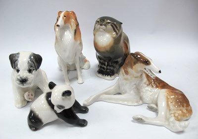 Lot 1243 - USSR Pottery Lynx 14.5cm high, panda cub and...