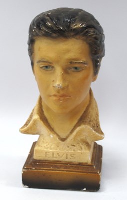 Lot 1419 - Plaster Bust of Elvis Presley, 21cm tall.